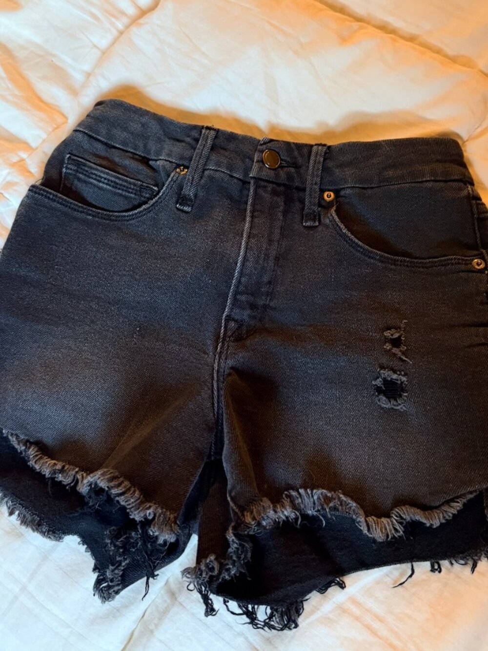 Good American Black Denim Shorts High-Rise Women's Size 4